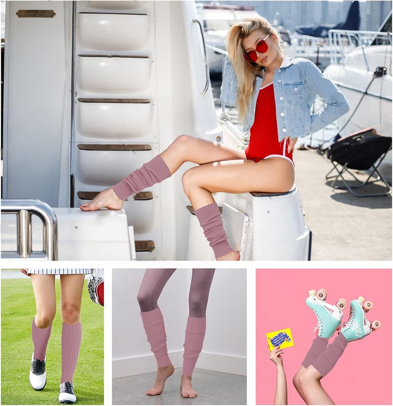 v28 Women Juniors Neon Ribbed Leg Warmers for 80s Eighty's Party Sports Yoga - Image 4